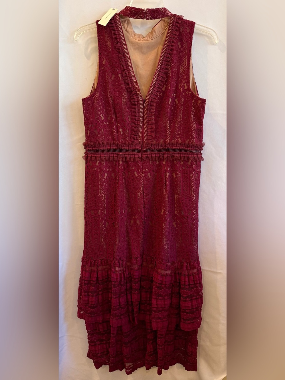 Endless Rose Sleeveless Lace Midi Dress in Burgundy